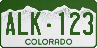 CO license plate ALK123
