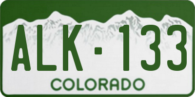 CO license plate ALK133