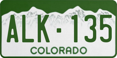 CO license plate ALK135