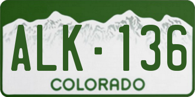 CO license plate ALK136