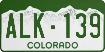 CO license plate ALK139