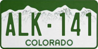CO license plate ALK141