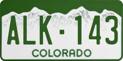 CO license plate ALK143