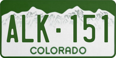 CO license plate ALK151