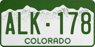 CO license plate ALK178