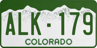 CO license plate ALK179