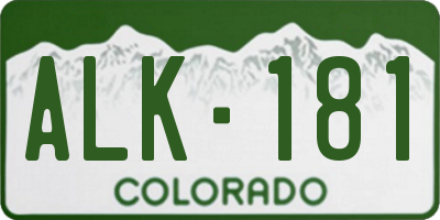 CO license plate ALK181