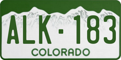CO license plate ALK183