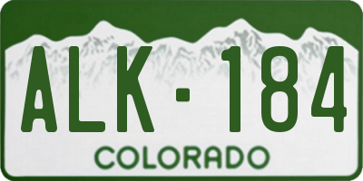 CO license plate ALK184