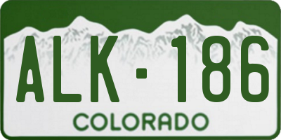 CO license plate ALK186