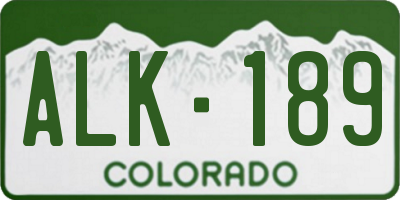 CO license plate ALK189