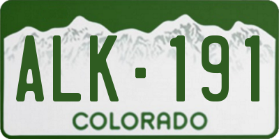 CO license plate ALK191