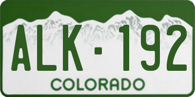 CO license plate ALK192