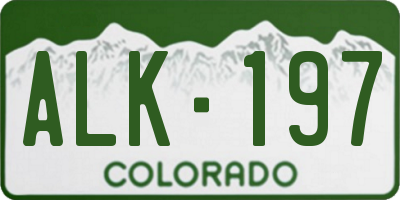 CO license plate ALK197
