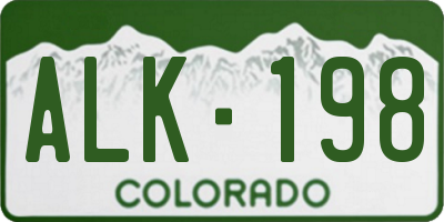 CO license plate ALK198