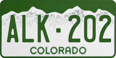 CO license plate ALK202