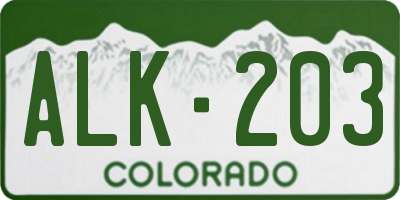 CO license plate ALK203