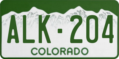 CO license plate ALK204