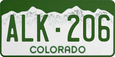 CO license plate ALK206