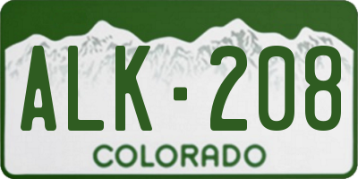 CO license plate ALK208