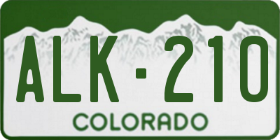 CO license plate ALK210