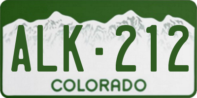 CO license plate ALK212