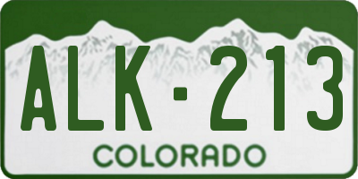 CO license plate ALK213
