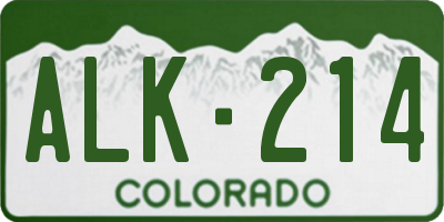 CO license plate ALK214