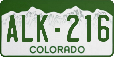 CO license plate ALK216