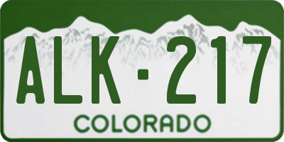 CO license plate ALK217