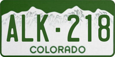 CO license plate ALK218