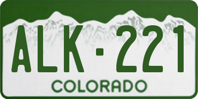 CO license plate ALK221