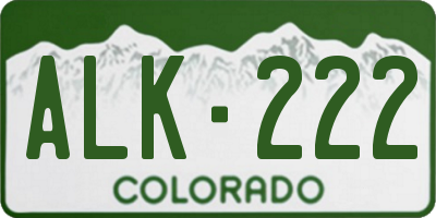 CO license plate ALK222