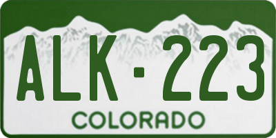 CO license plate ALK223