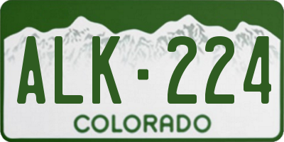 CO license plate ALK224