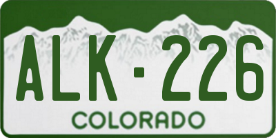 CO license plate ALK226