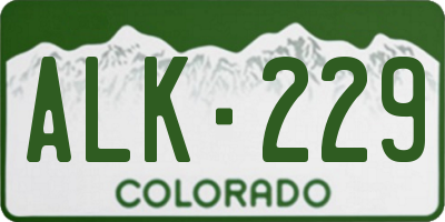 CO license plate ALK229