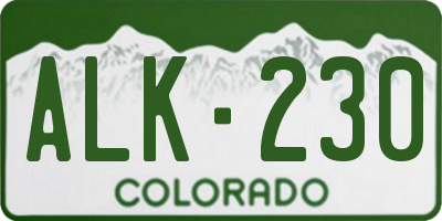 CO license plate ALK230