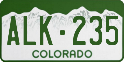 CO license plate ALK235
