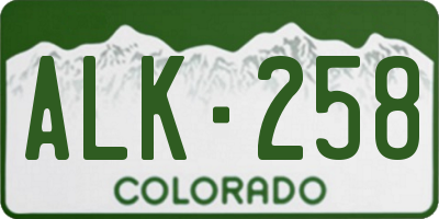 CO license plate ALK258