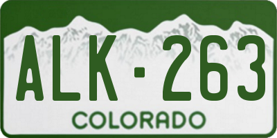 CO license plate ALK263
