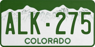 CO license plate ALK275