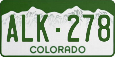 CO license plate ALK278