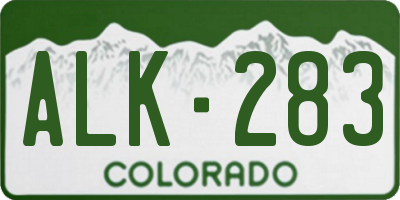 CO license plate ALK283