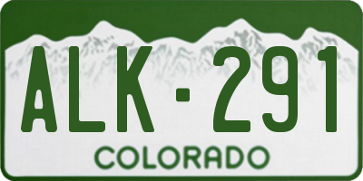 CO license plate ALK291