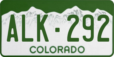 CO license plate ALK292