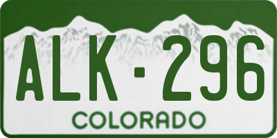 CO license plate ALK296