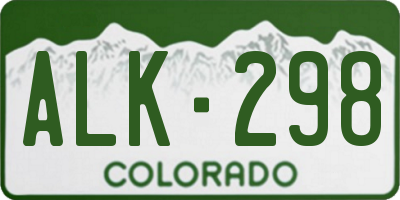 CO license plate ALK298