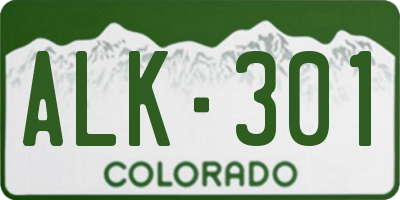 CO license plate ALK301