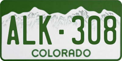 CO license plate ALK308